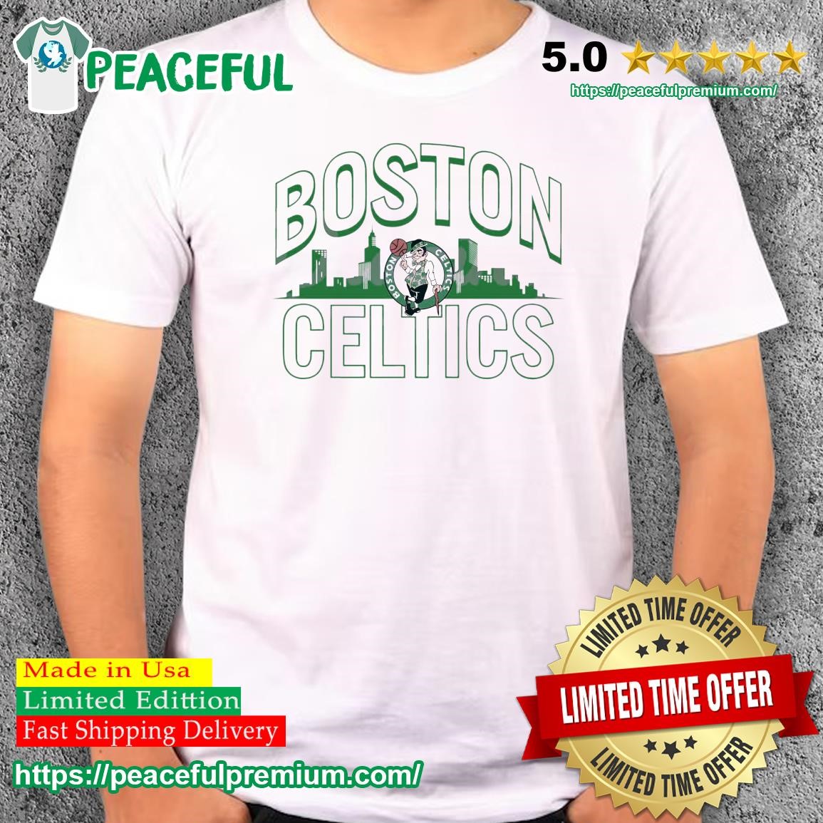 Boston Celtics NBA New Generation White Short Sleeve T-Shirt