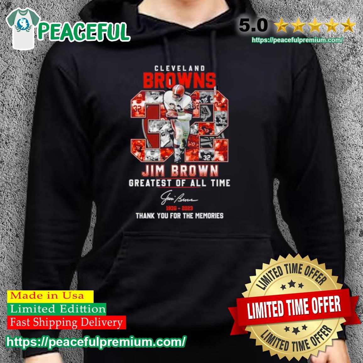 Cleveland Browns 32 Jim Brown greatest of all time 1936 2023 shirt, hoodie,  sweater, long sleeve and tank top