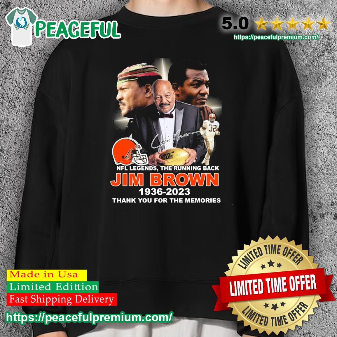 Jim Brown 1936-2023 Cleveland Browns 32 Thank You T-Shirt, hoodie