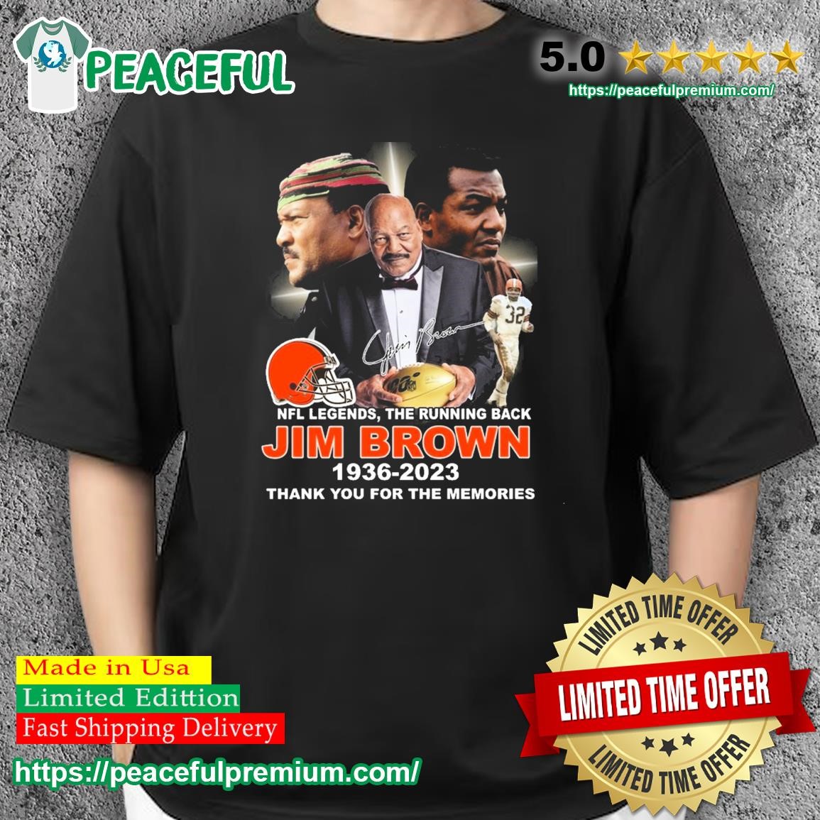 32 Jim Brown 1936-2023 Cleveland Browns Thank You For The Memories t-shirt  hoodie, sweatshirt, longsleeve tee in 2023