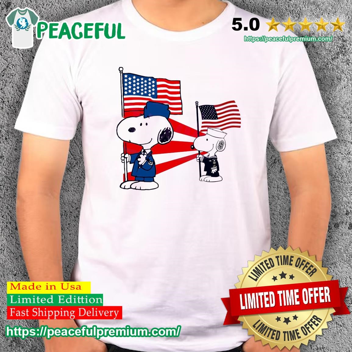 Military Snoopy American Flag Shirt