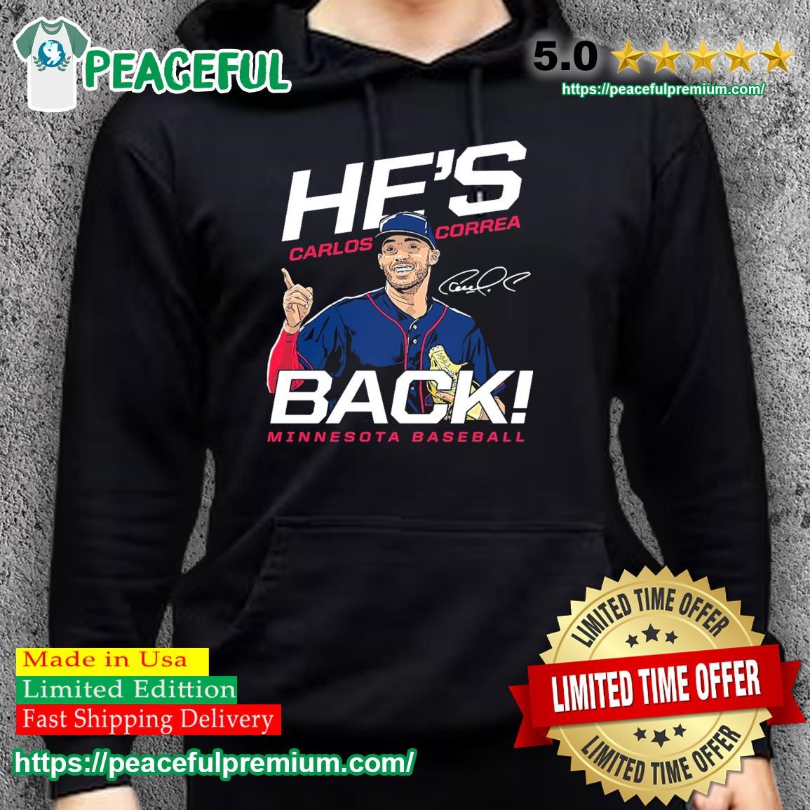 Carlos Correa He's Back Minnesota Baseball signature shirt, hoodie