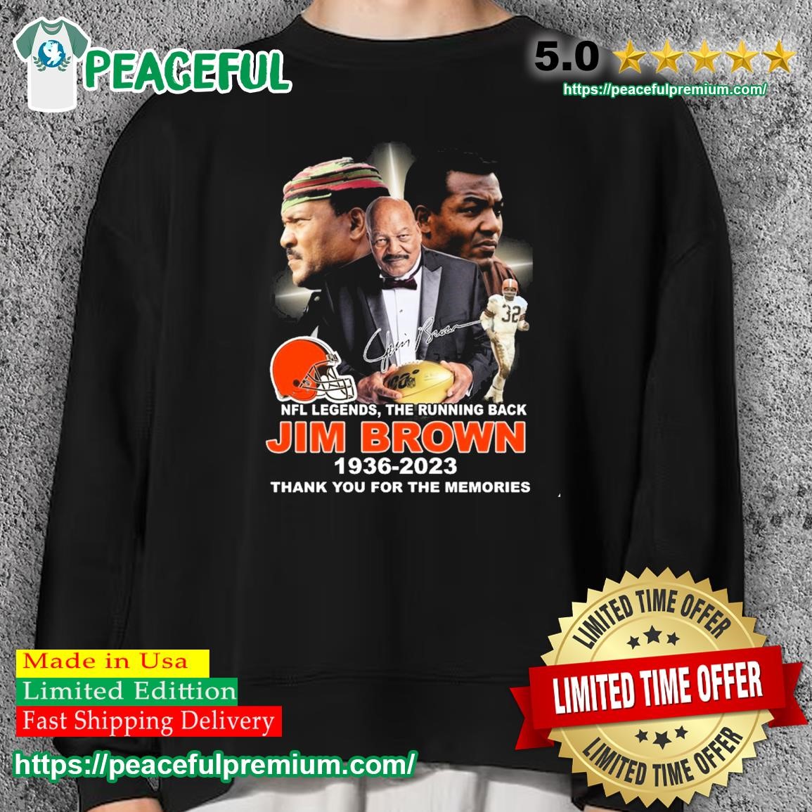 Jim Brown Cleveland Browns 1936 2023 signature The Legend shirt