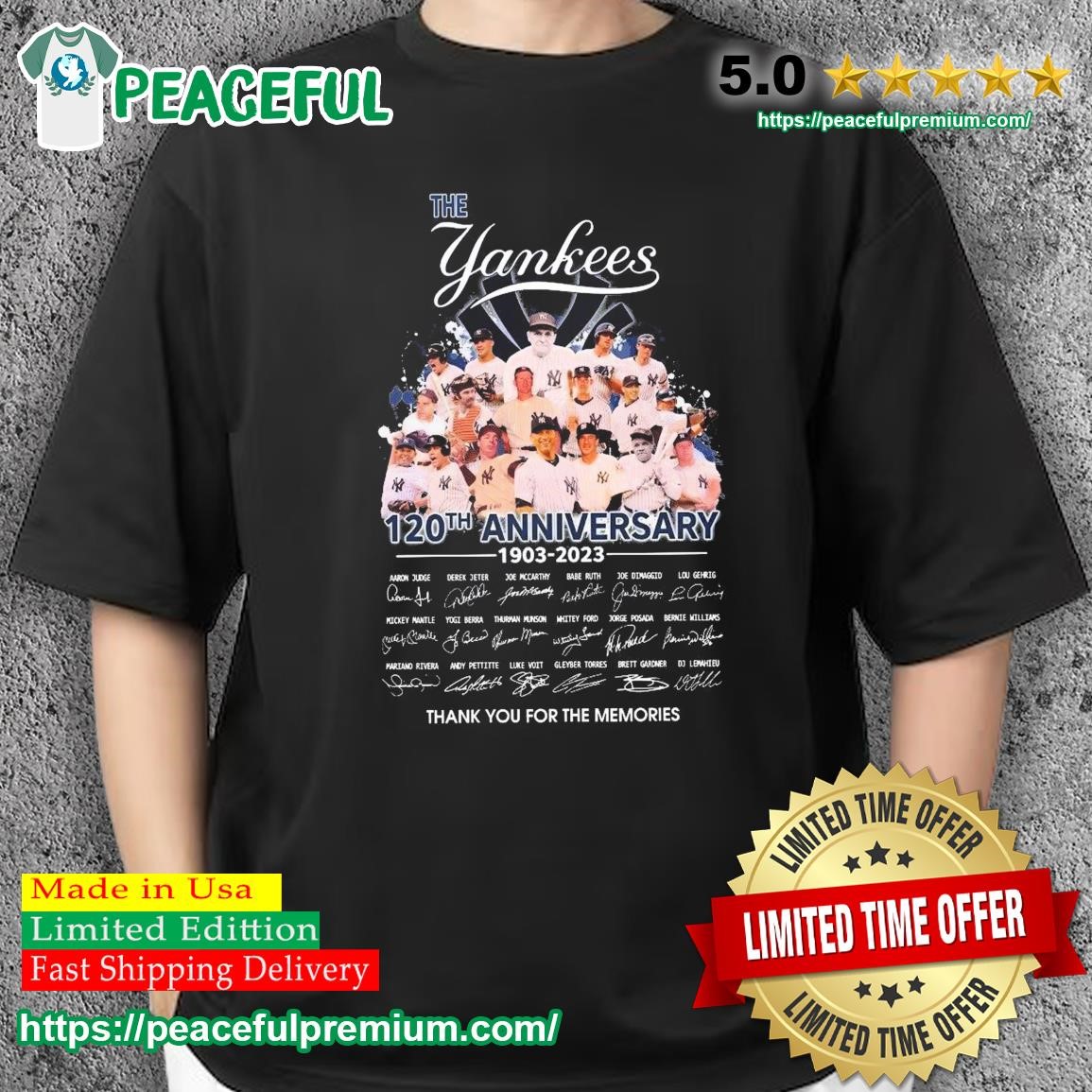 The Yankees 120th Anniversary Signature Thank You For The Memories Shirt,  hoodie, sweater, long sleeve and tank top
