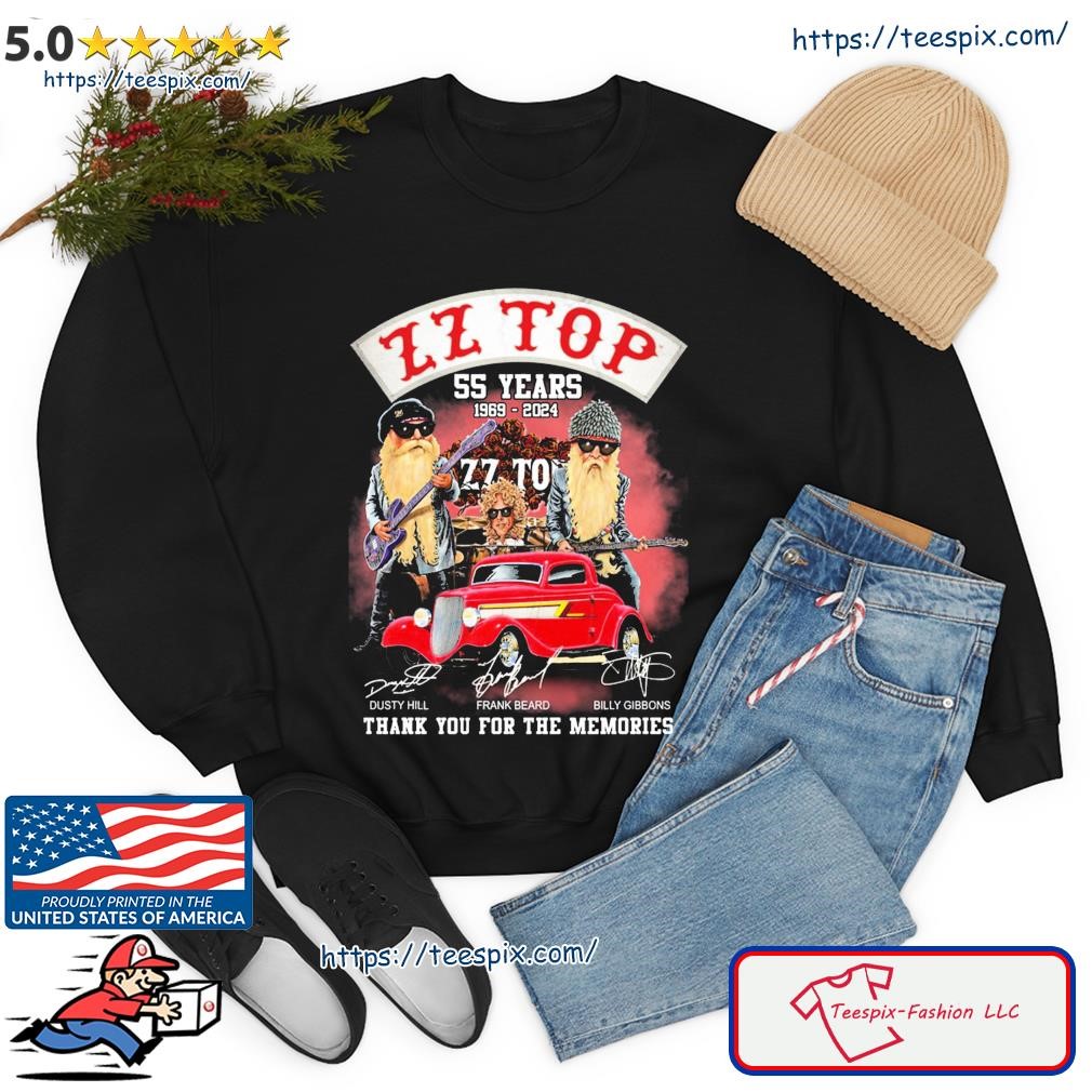 ZZ top 55 years 1969 2024 Thank You For The Memories Members Signatures Shirt sweater.jpg