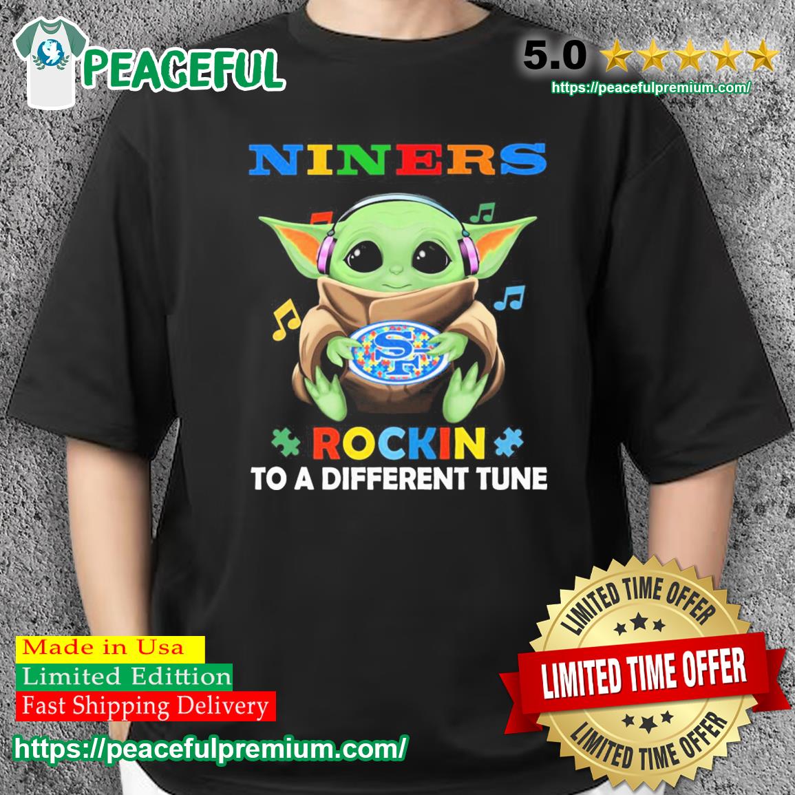 Autism Pittsburgh Steelers Baby Yoda Rockin To A Different Tune Shirt