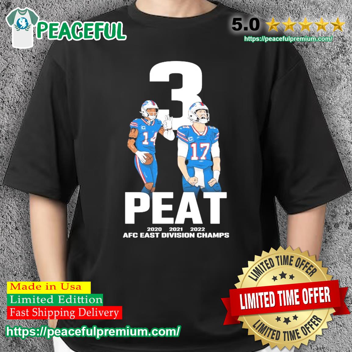 Buffalo Bill 3 Peat 2020 2021 2022 afc east division champs shirt