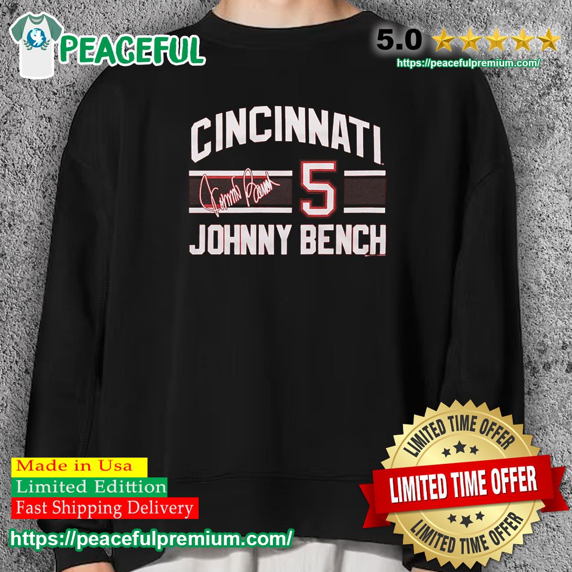 Cincinnati Reds Johnny Bench signature shirt t-shirt by To-Tee