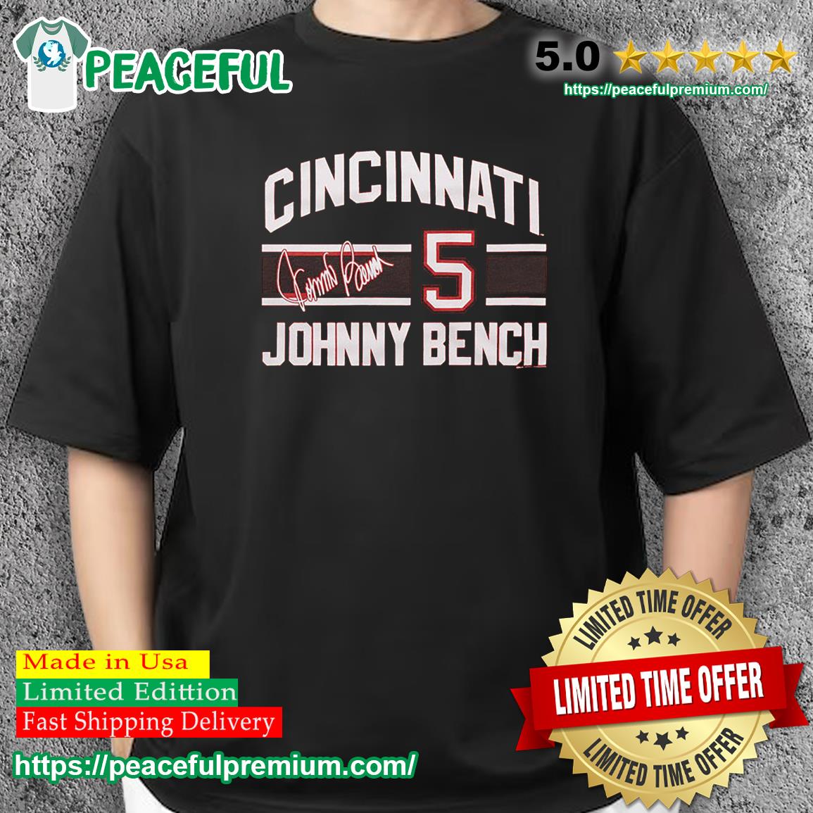 Cincinnati Reds Johnny Bench signature shirt t-shirt by To-Tee