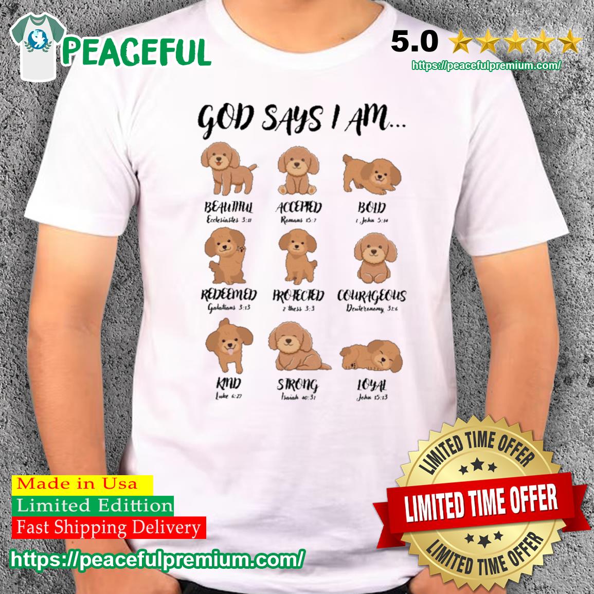God Says I Am Dog Beauthul Accepien Bold Shirt