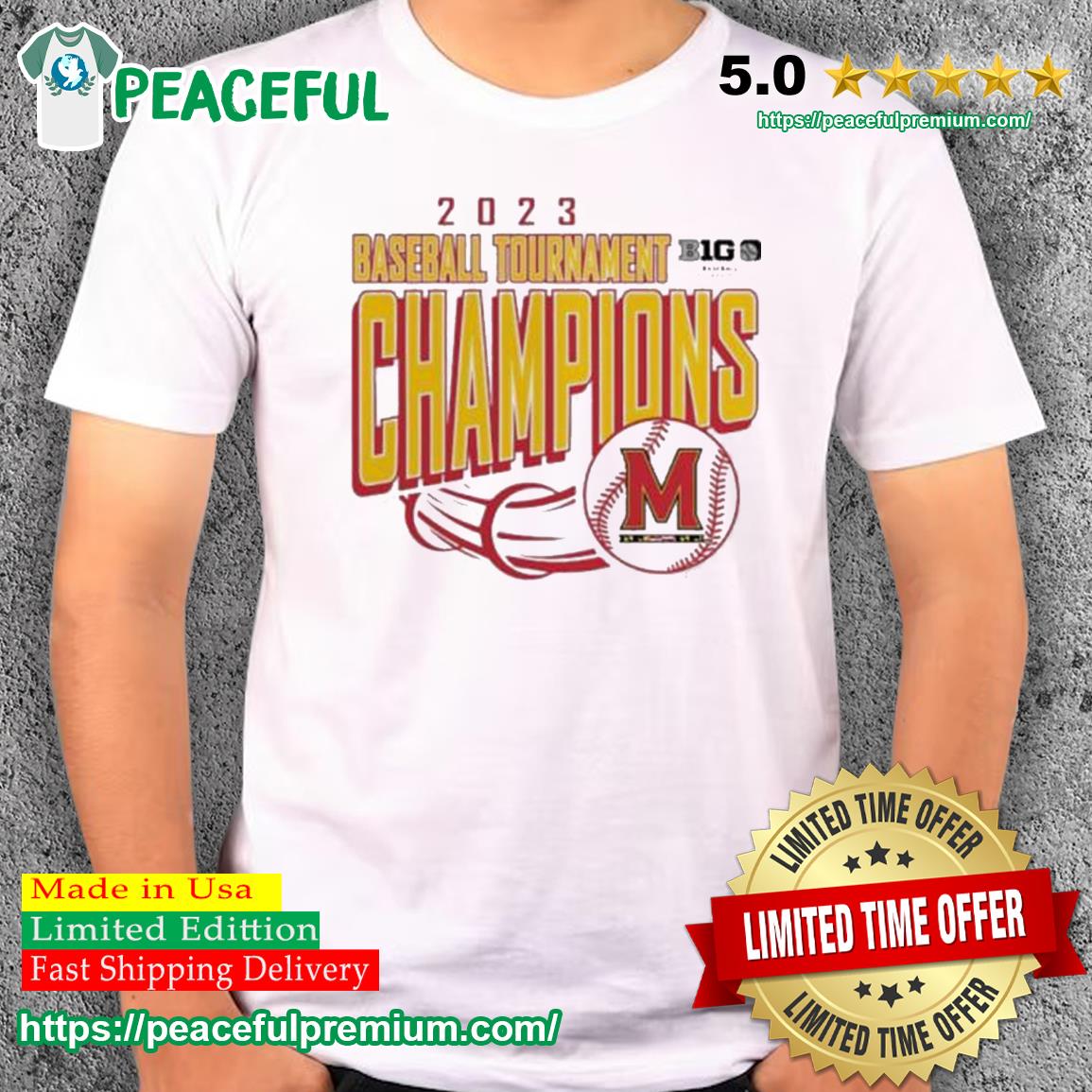 Maryland Terrapins 2023 Big Ten Baseball Conference Tournament Champions Shirt