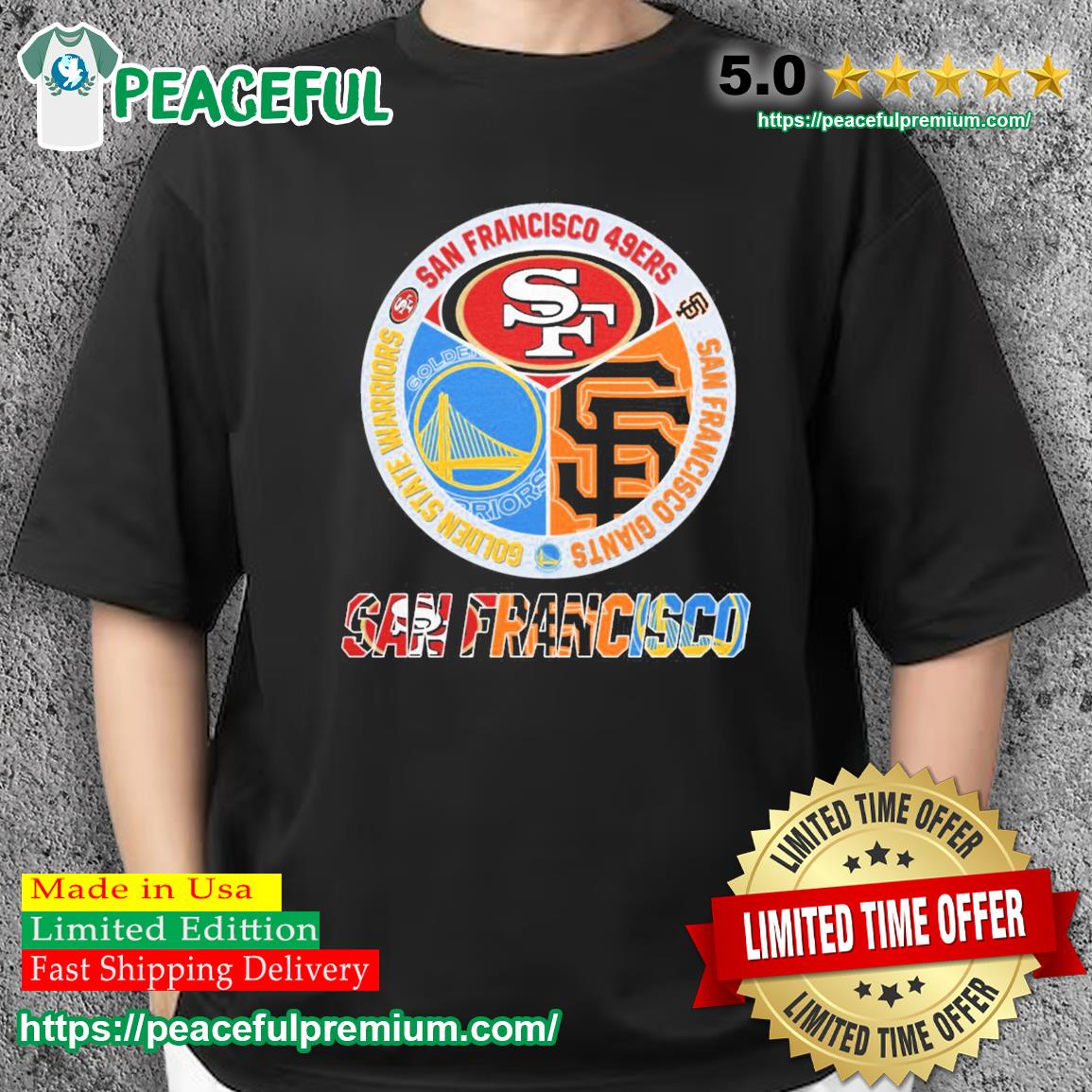 San Francisco 49ers Golden State Warrios and San Francisco Giants T-Shirt -  Growkoc