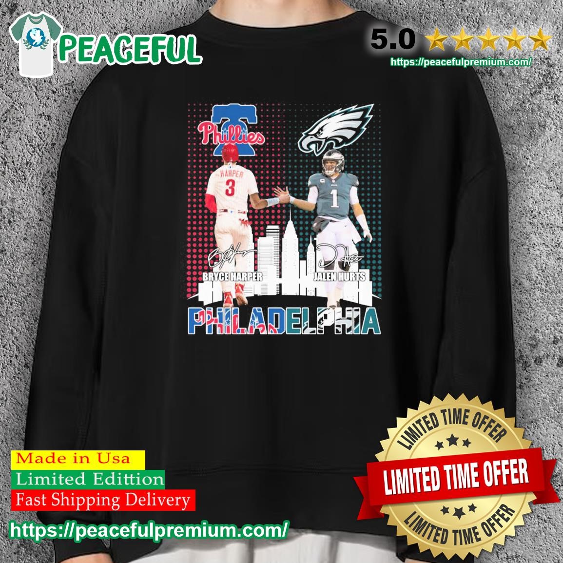 Official philadelphia Phillies Bryce Harper And Eagles Jalen Hurts T Shirt,  hoodie, sweater, long sleeve and tank top