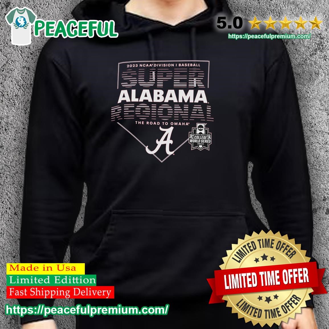 Alabama Baseball Hoodie - Quick Ship