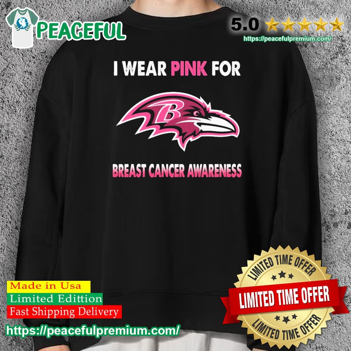 Baltimore Ravens I Wear Pink For Breast Cancer Awareness 2023 T-shirt,Sweater,  Hoodie, And Long Sleeved, Ladies, Tank Top