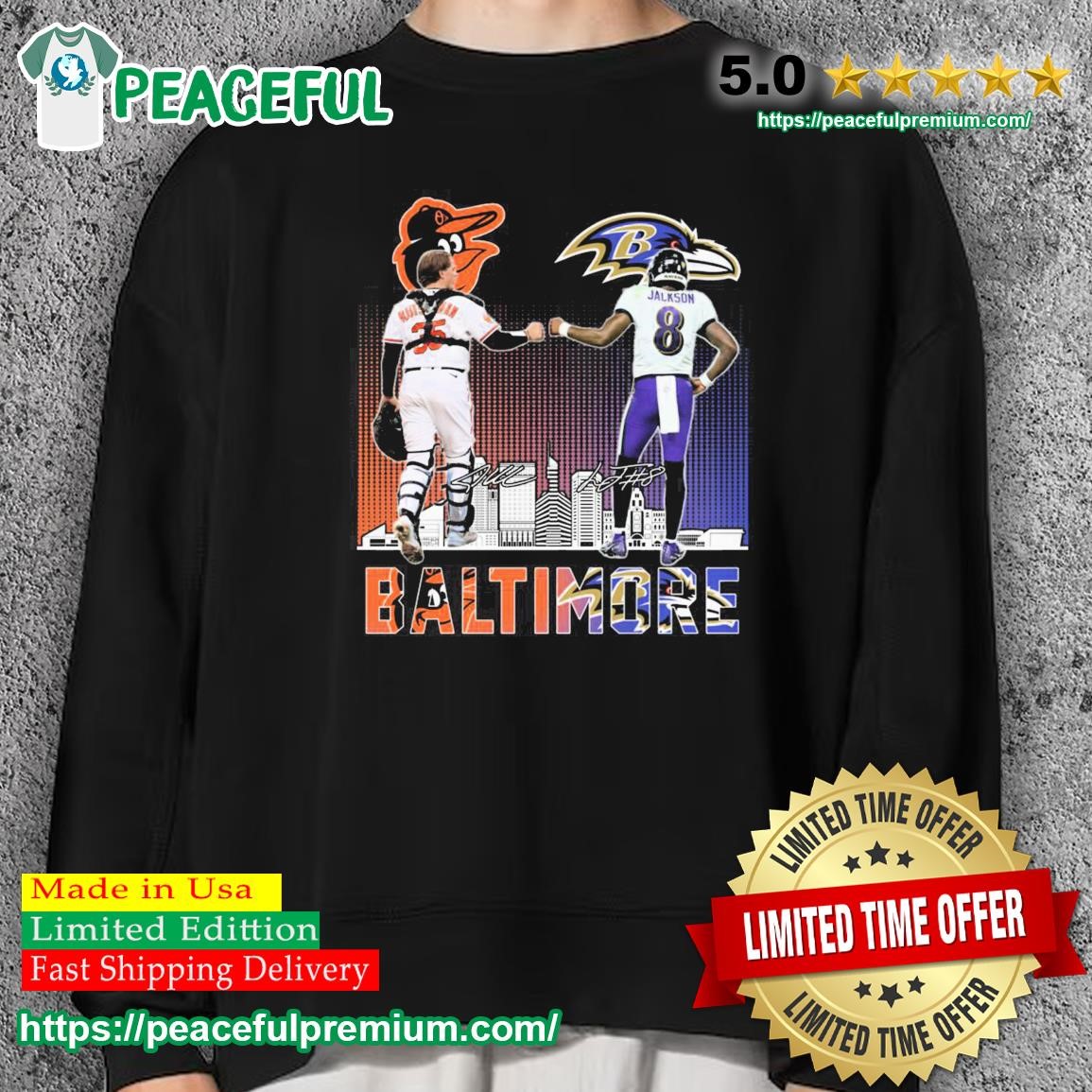 Buy Colored Men's Long Sleeve T-Shirts with Lamar Jackson Print