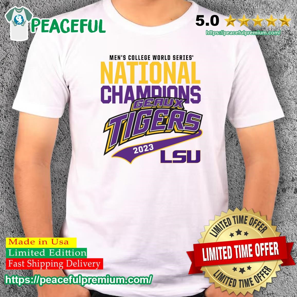 LSU Tigers 2023 NCAA Champions Baseball Jersey