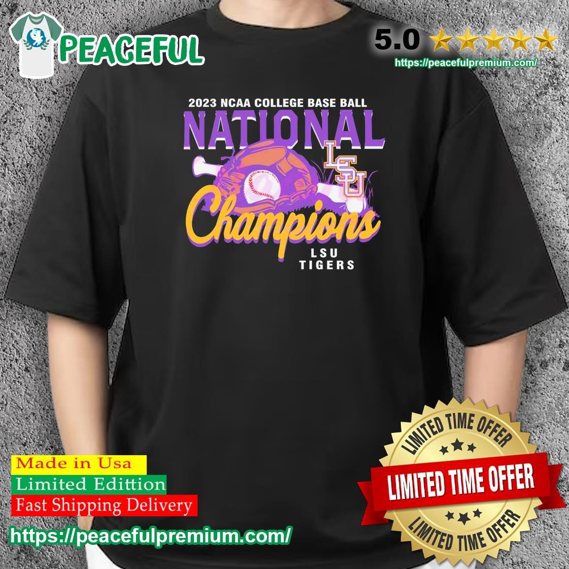 Glove n Bat LSU Tigers NCAA Baseball College Champions Shirt