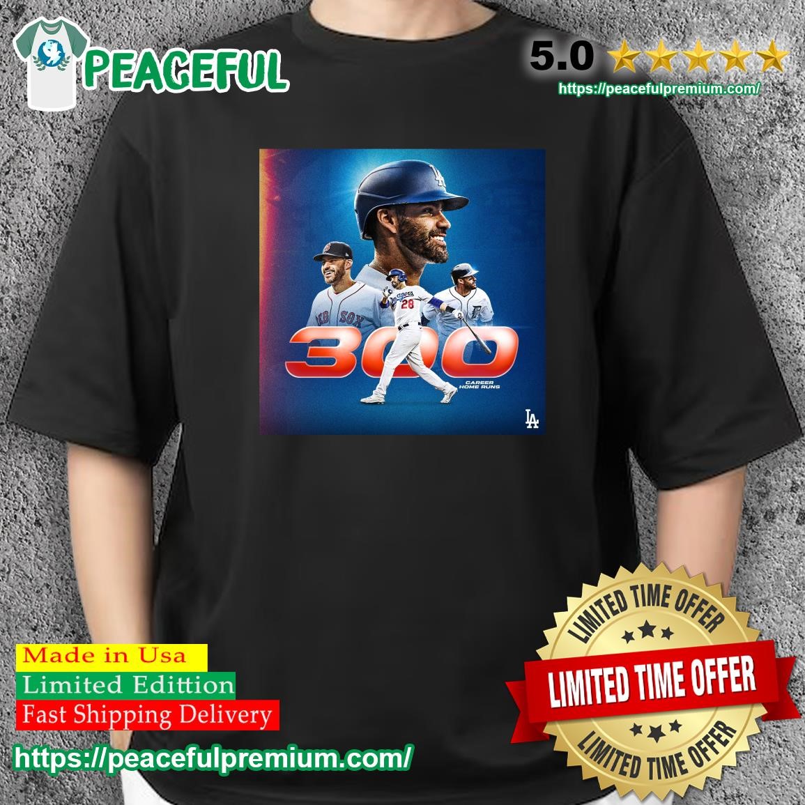 La Dodgers J D Martinez 300 Career Home Runs Shirt - Shibtee Clothing