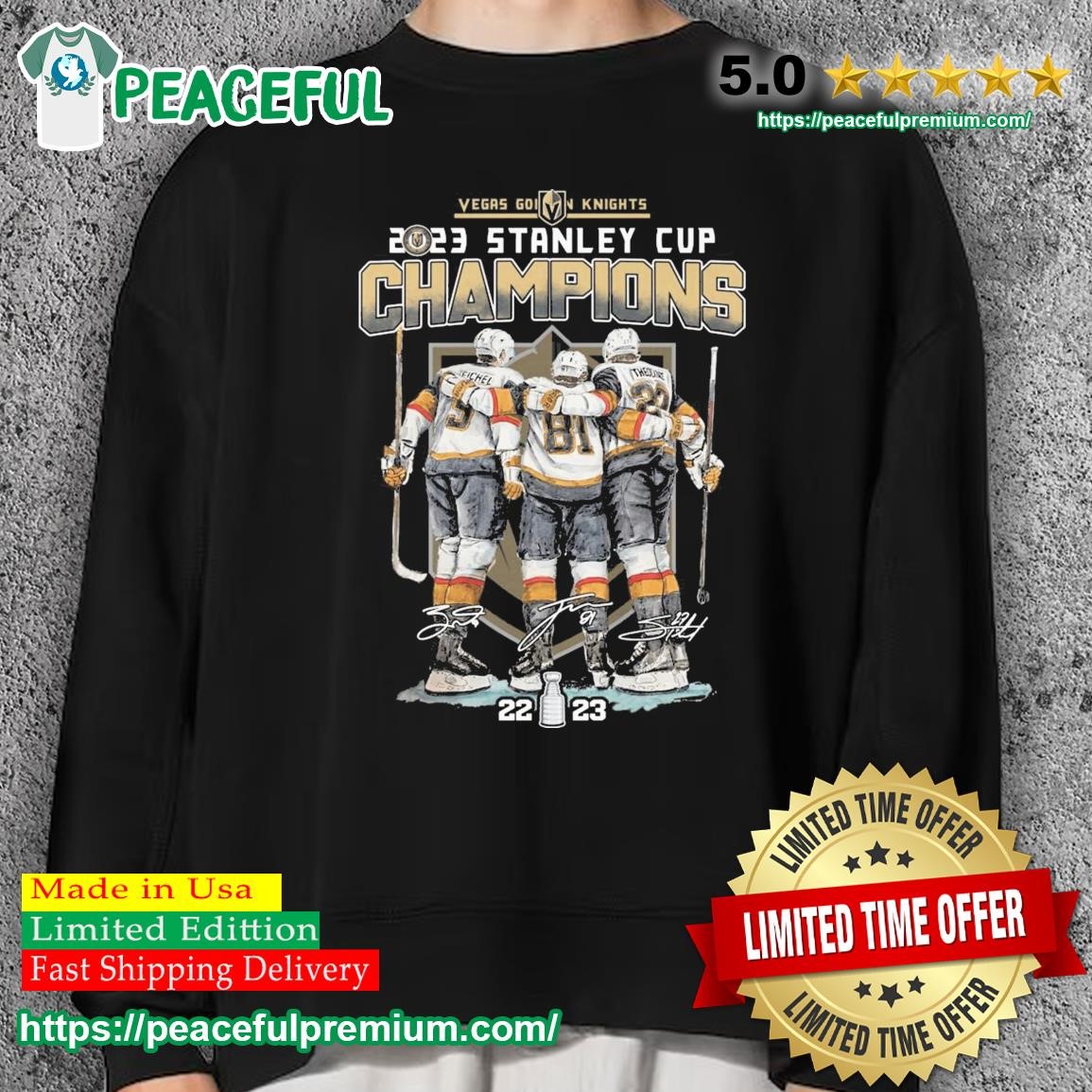 Vegas Golden Knights Jack Eichel Jonathan Marchessault and Shea Theodore  2023 Stanley Cup Champions signature shirt, hoodie, sweater, long sleeve  and tank top