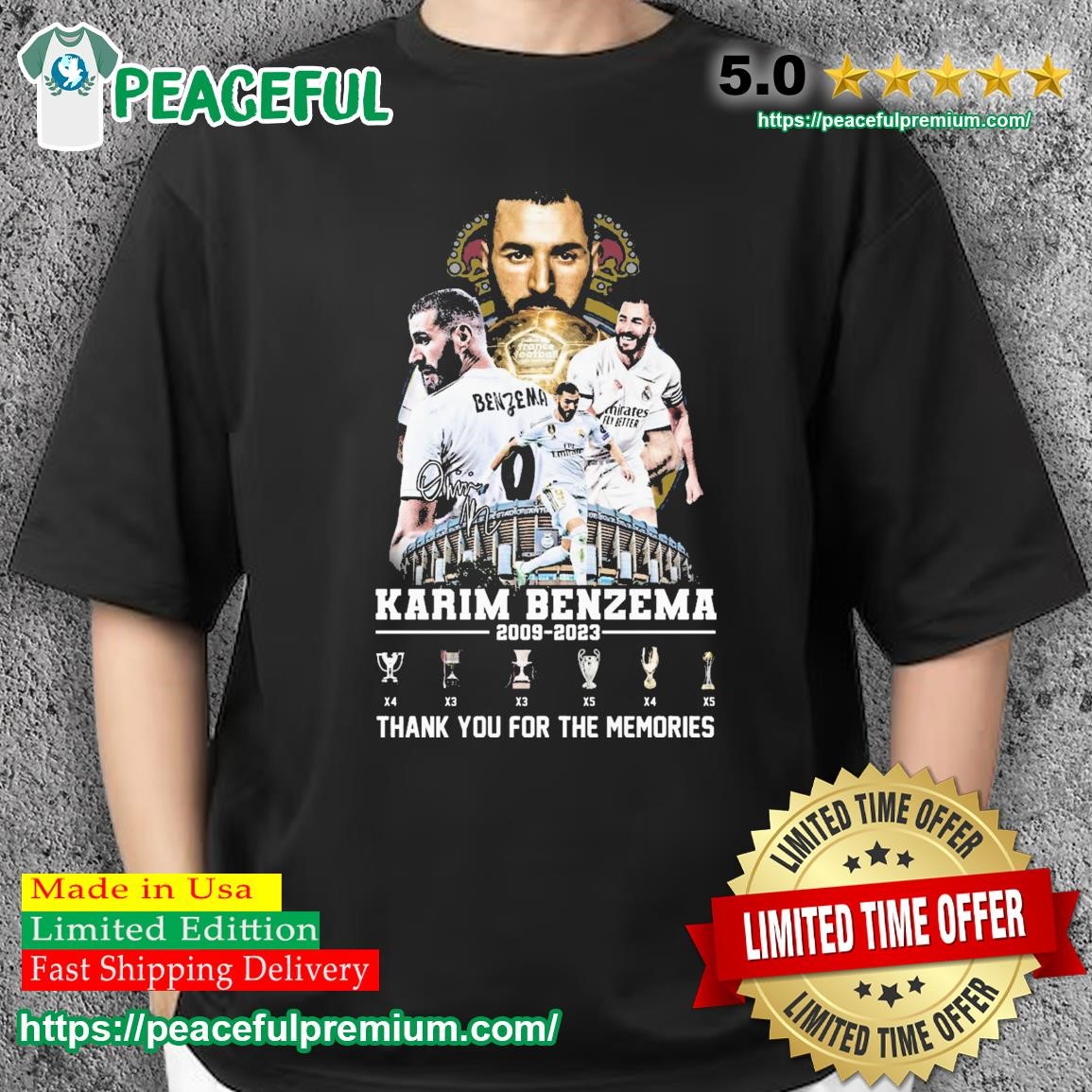 Karim Benzema Real Madrid 2009 - 2023 Thank You For The Memories T-Shirt -  Limited Edition - Torunstyle