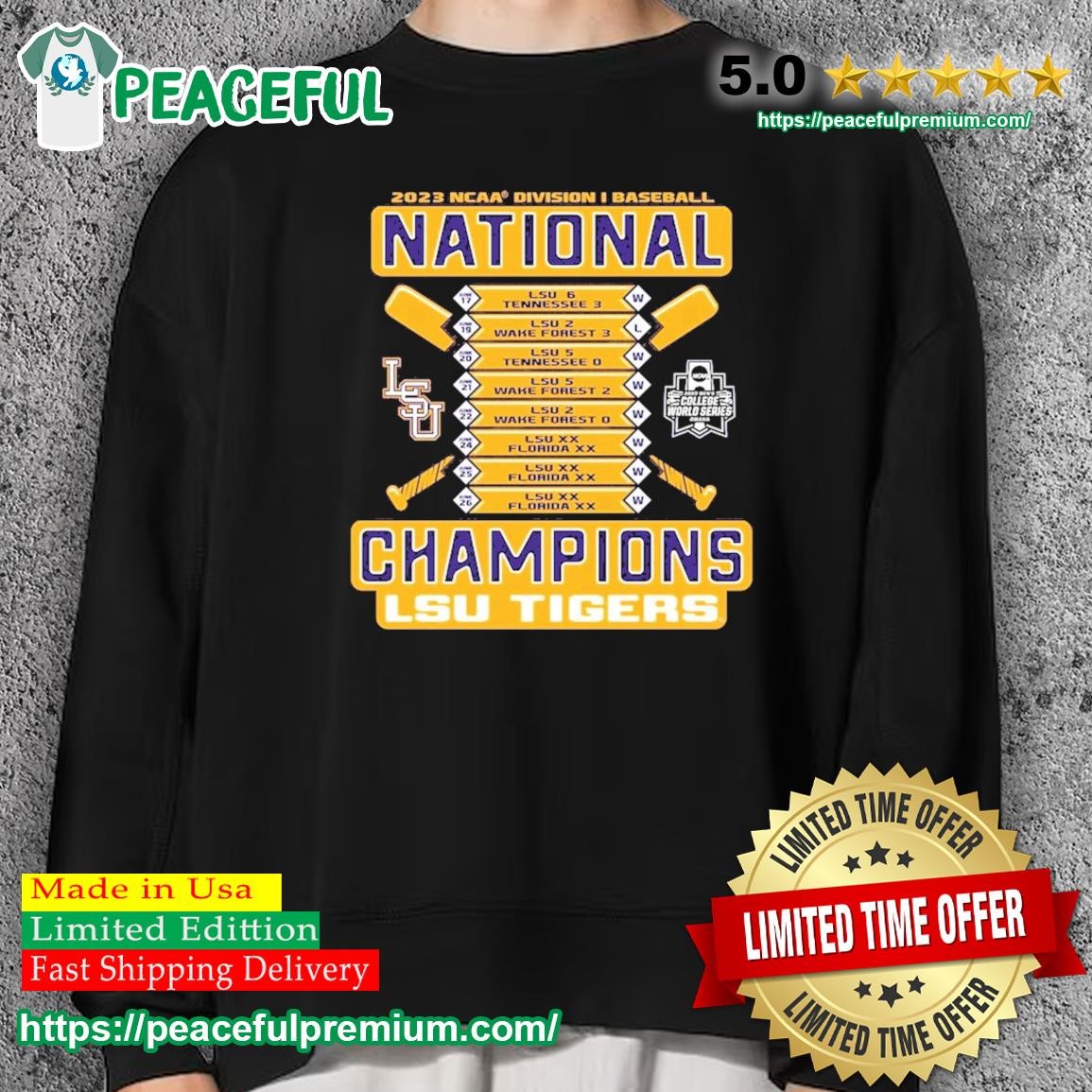 Men's College World Series Champions 2023 LSU Tigers Hoodie T Shirt -  Growkoc