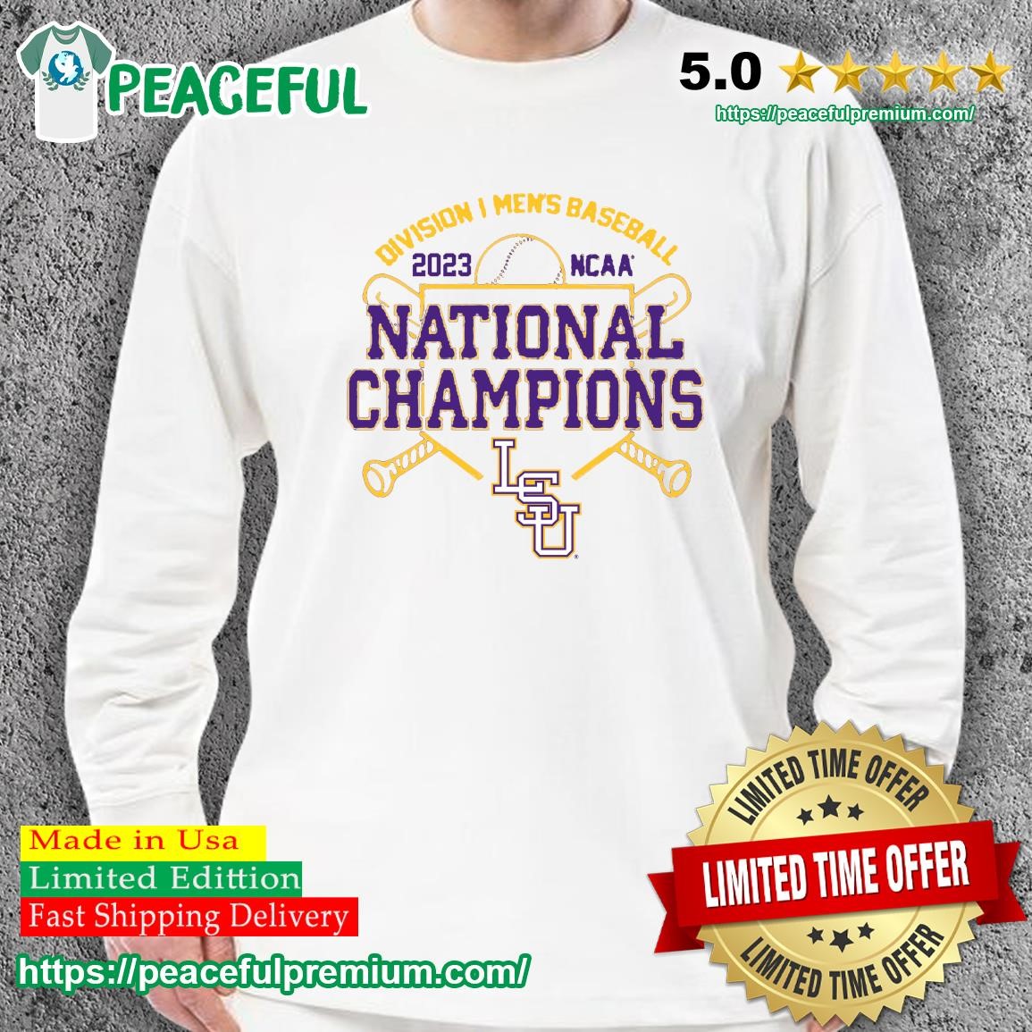 LSU Baseball Shirt - White exclusive at Tiger Nation