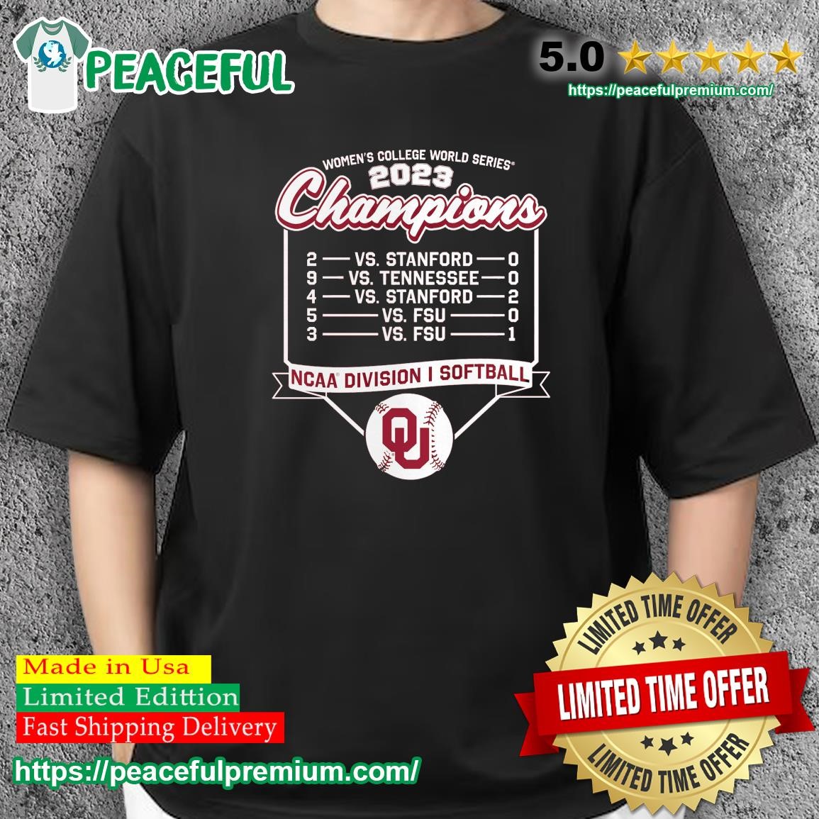 Unisex Champion White Oklahoma Sooners 2023 NCAA Softball Women's