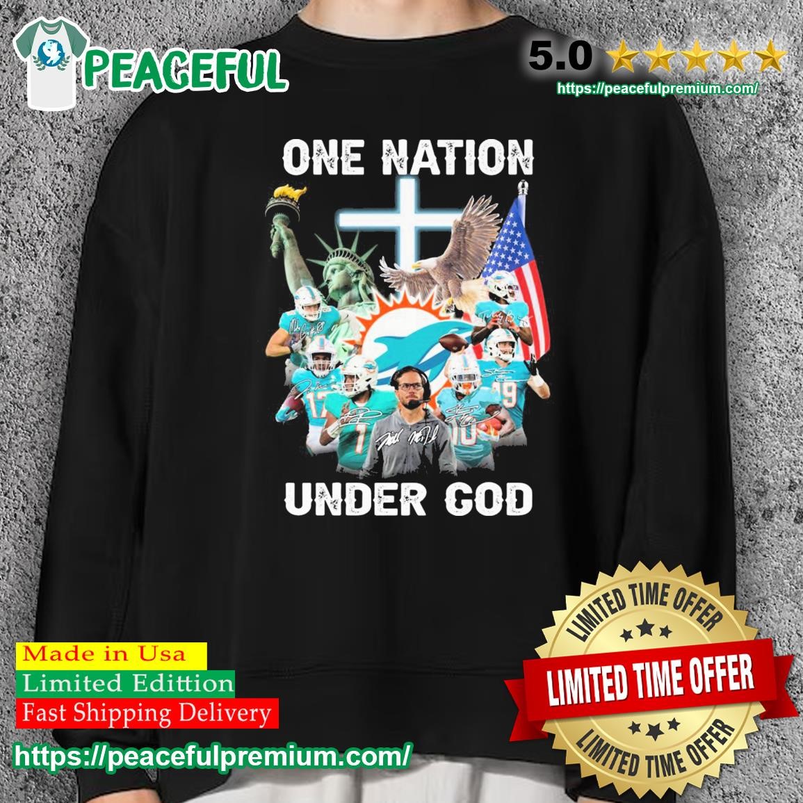 Funny Miami Dolphins Team Football One Nation Under God Signatures 2023  shirt, hoodie, sweater, long sleeve and tank top