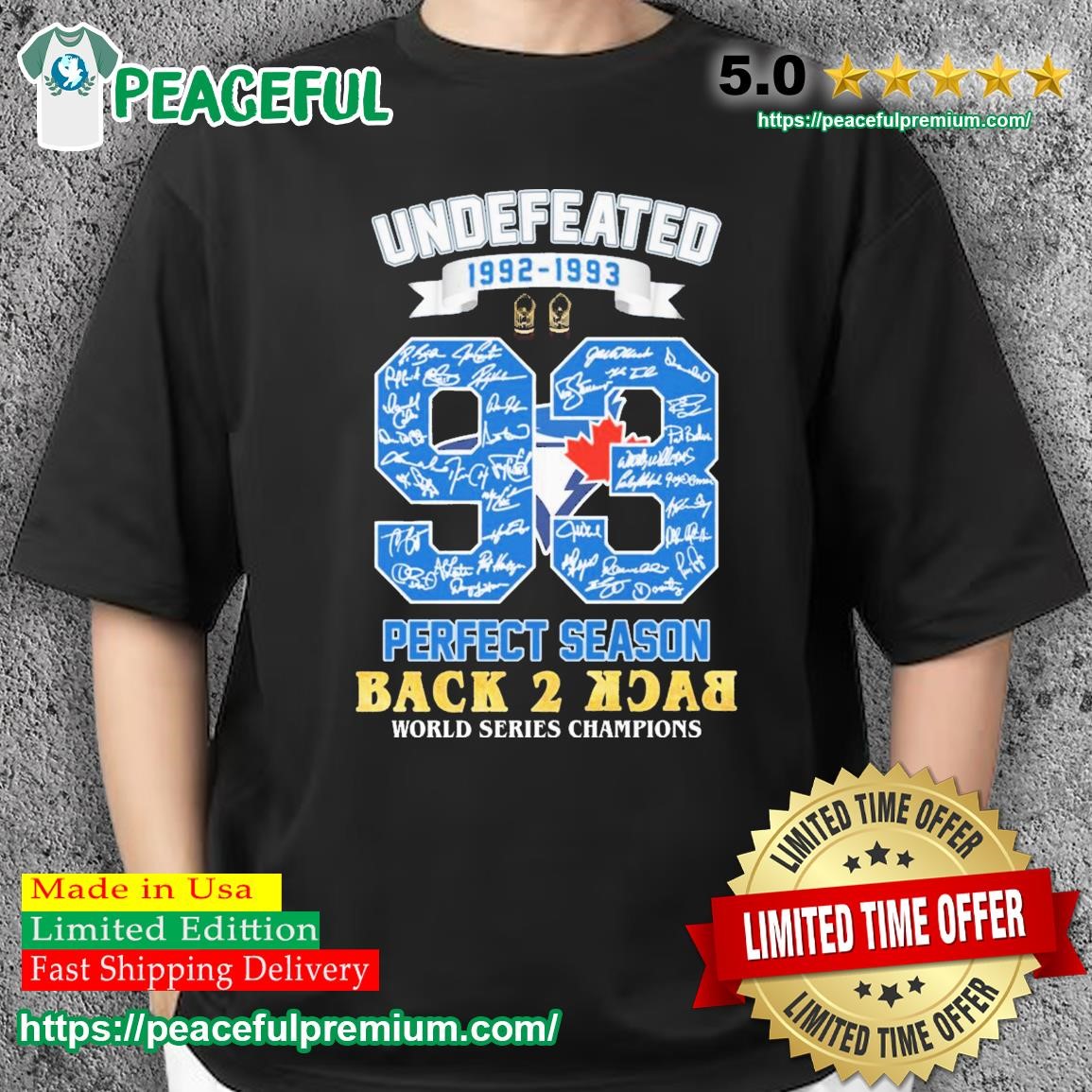 Toronto Blue Jays Undefeated 1992-1993 Perfect Season Back 2 Back World  Series Champions Signatures Shirt, hoodie, sweater, long sleeve and tank top