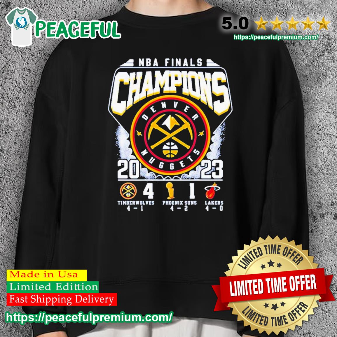 Denver Nuggets Nothing But Net Graphic Long Sleeve T-Shirt - Mens