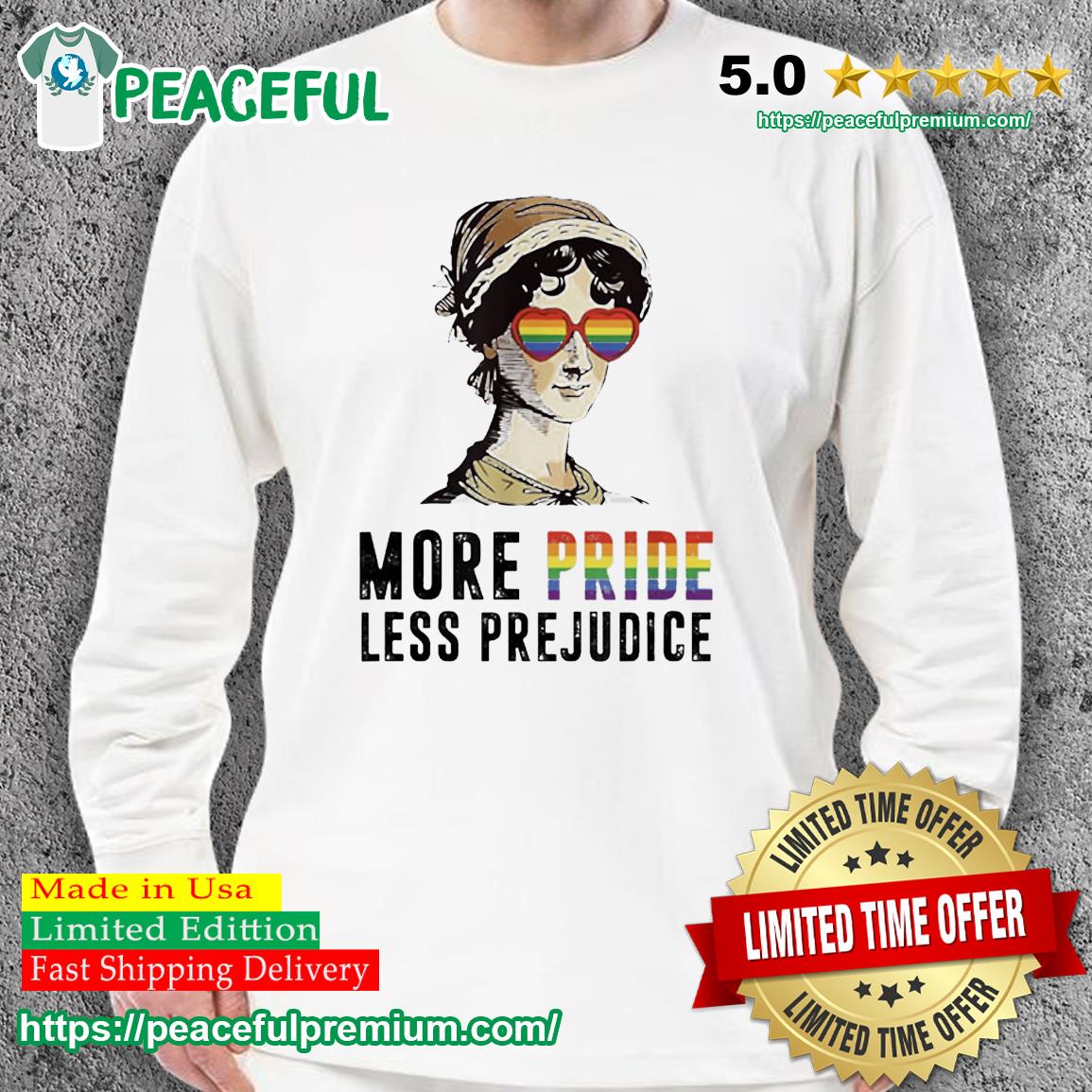 More Pride Less Prejudice Wear Glasses LGBT Gay Pride Month T-Shirt