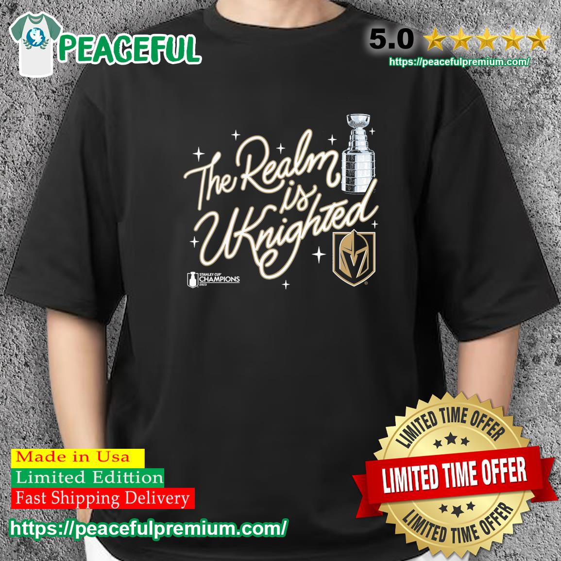 Custom Name Vegas Golden Knights The Realm Is Uknighted T Shirt, Cheap  Golden Knights Stanley Cup Shirt - Allsoymade