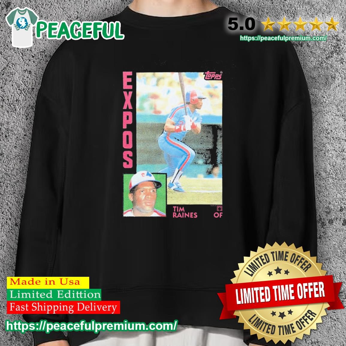 1984 Topps Baseball Tim Raines Expos T-shirt,Sweater, Hoodie, And Long  Sleeved, Ladies, Tank Top