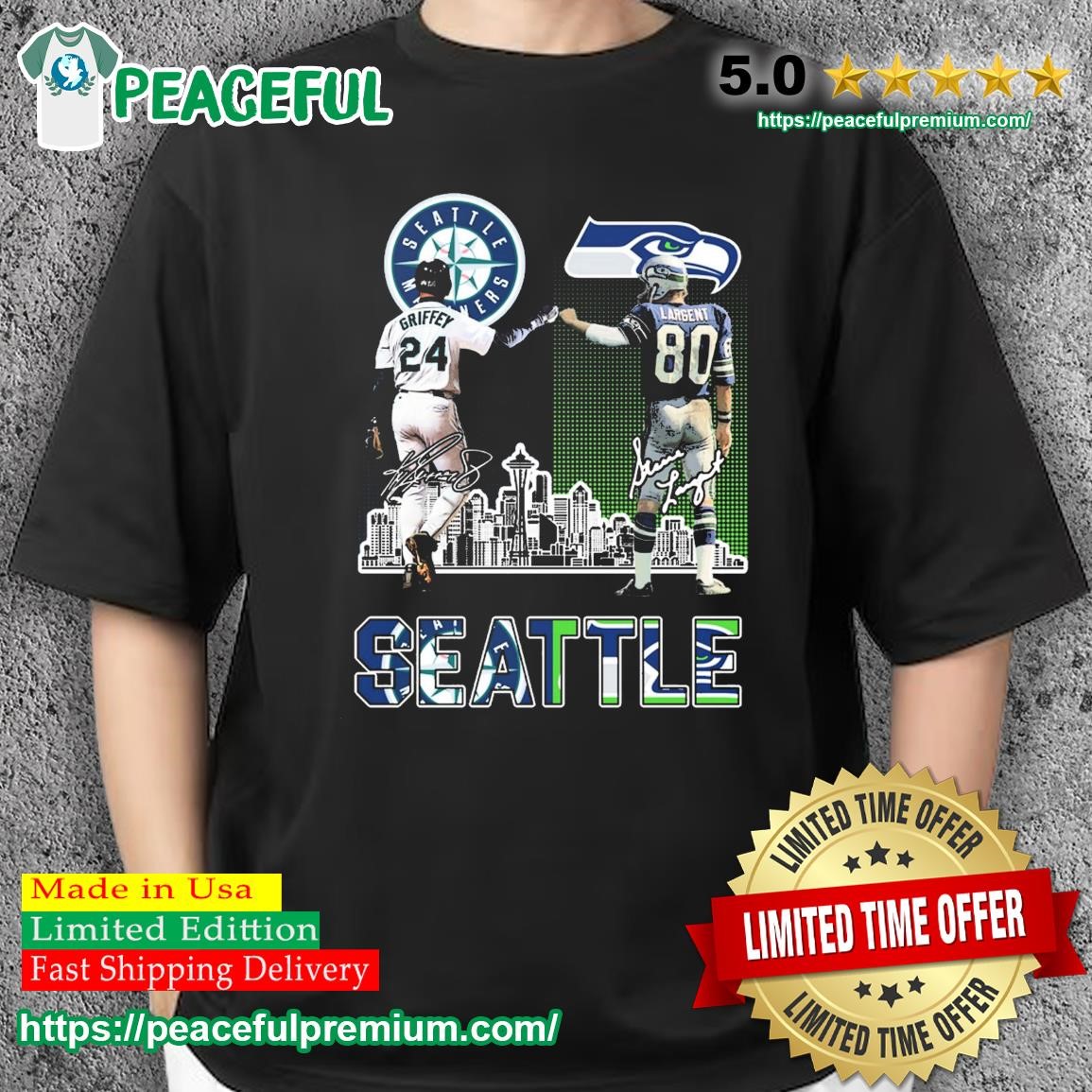 Seattle skyline 24 Ken Griffey Jr. 80 Steve Largent players