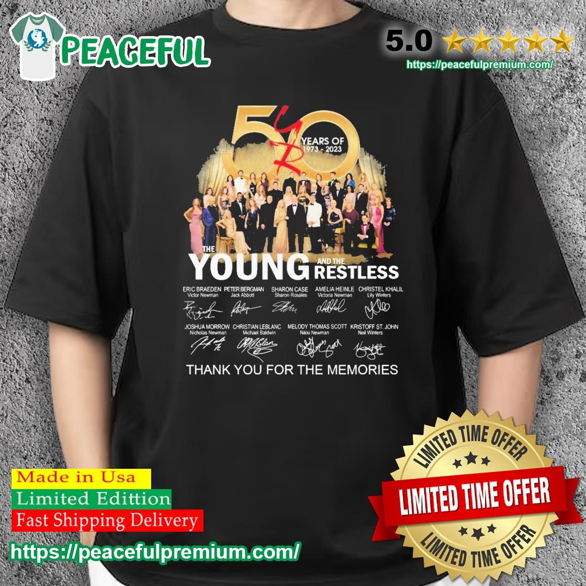 50 years 1973 2023 the Young anf the Restless thank you for the memories  signature shirt - Guineashirt Premium ™ LLC