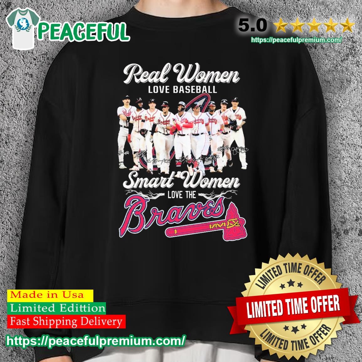 Real women love baseball smart women love the Braves 2023 t-shirt