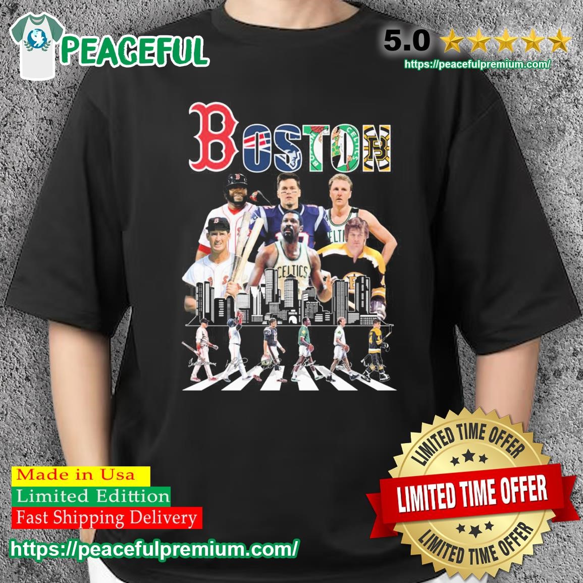Funny boston Celtics Bruins Red Sox and New England Patriots Abbey Road  shirt, hoodie, sweater, long sleeve and tank top