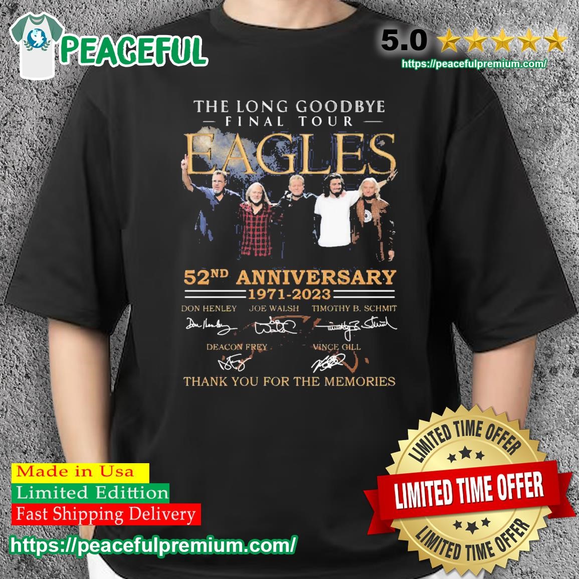 Eagles Band The Long Goodbye Final Tour 52nd Anniversary 1971-2023 Thank You For The Memories Shirt