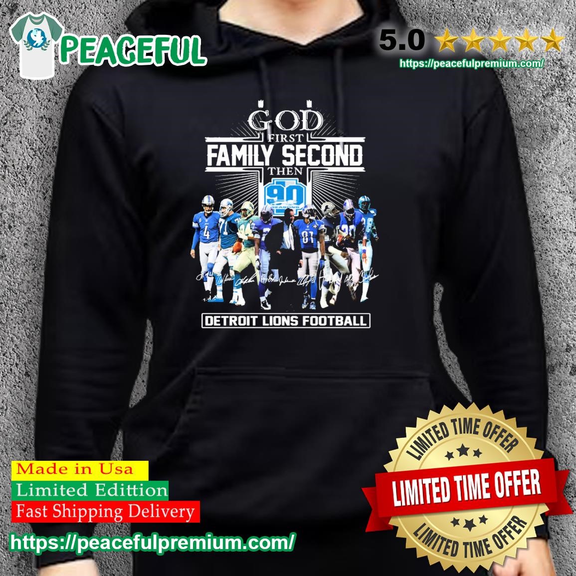 God First Family Second Then 90 Seasons Detroit Lions Football Signatures  Shirt, hoodie, sweater, long sleeve and tank top