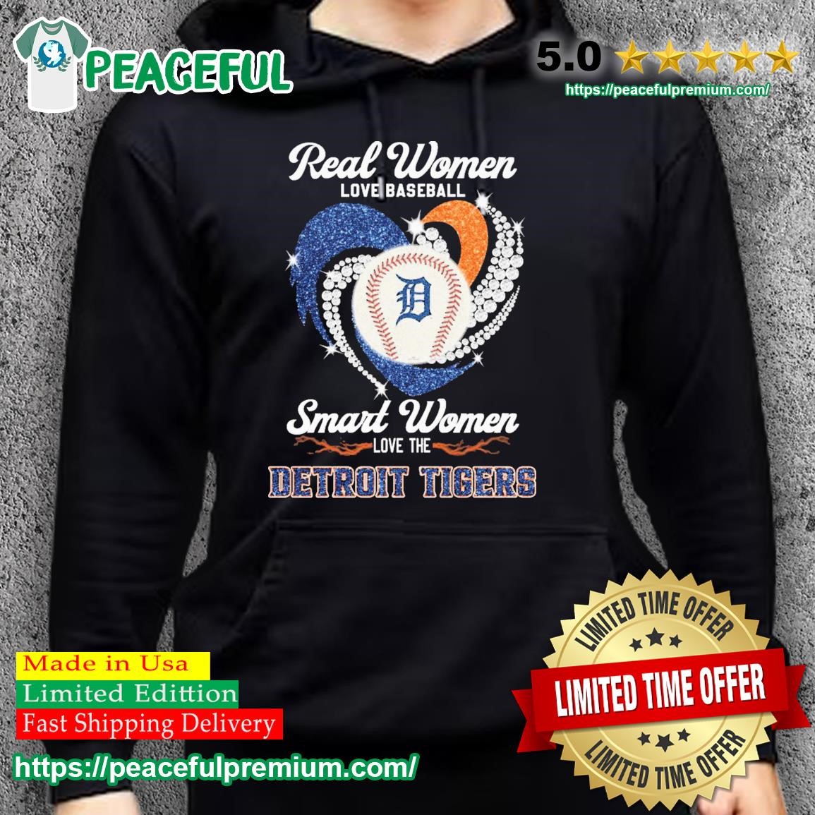 Heart Diamonds Real Women Love Baseball Smart Women Love The Detroit Tigers  Shirt, hoodie, sweater, long sleeve and tank top