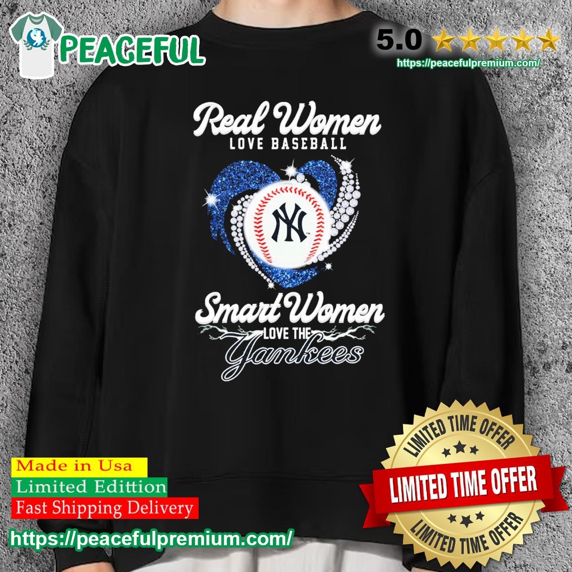 Heart Diamonds Real Women Love Baseball Smart Women Love The New York Yankees  Shirt, hoodie, sweater, long sleeve and tank top