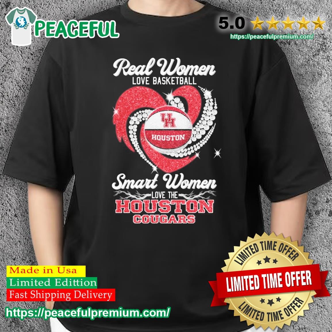 Heart Diamonds Real Women Love Basketball Smart Women Love The Houston Cougars Shirt