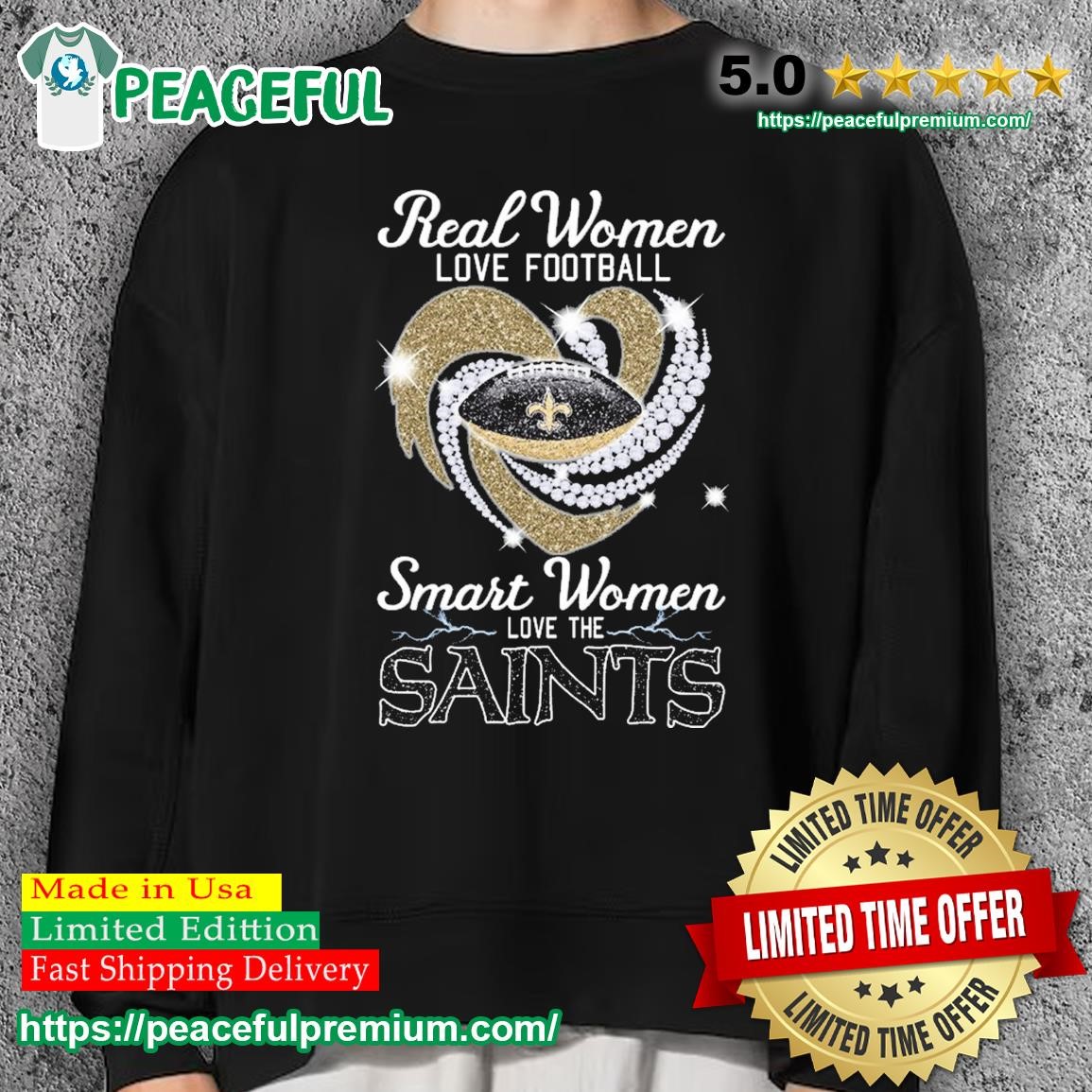 Real Women Love Football Smart Women Love The New Orleans Saints Heart  Diamond 2023 Shirt