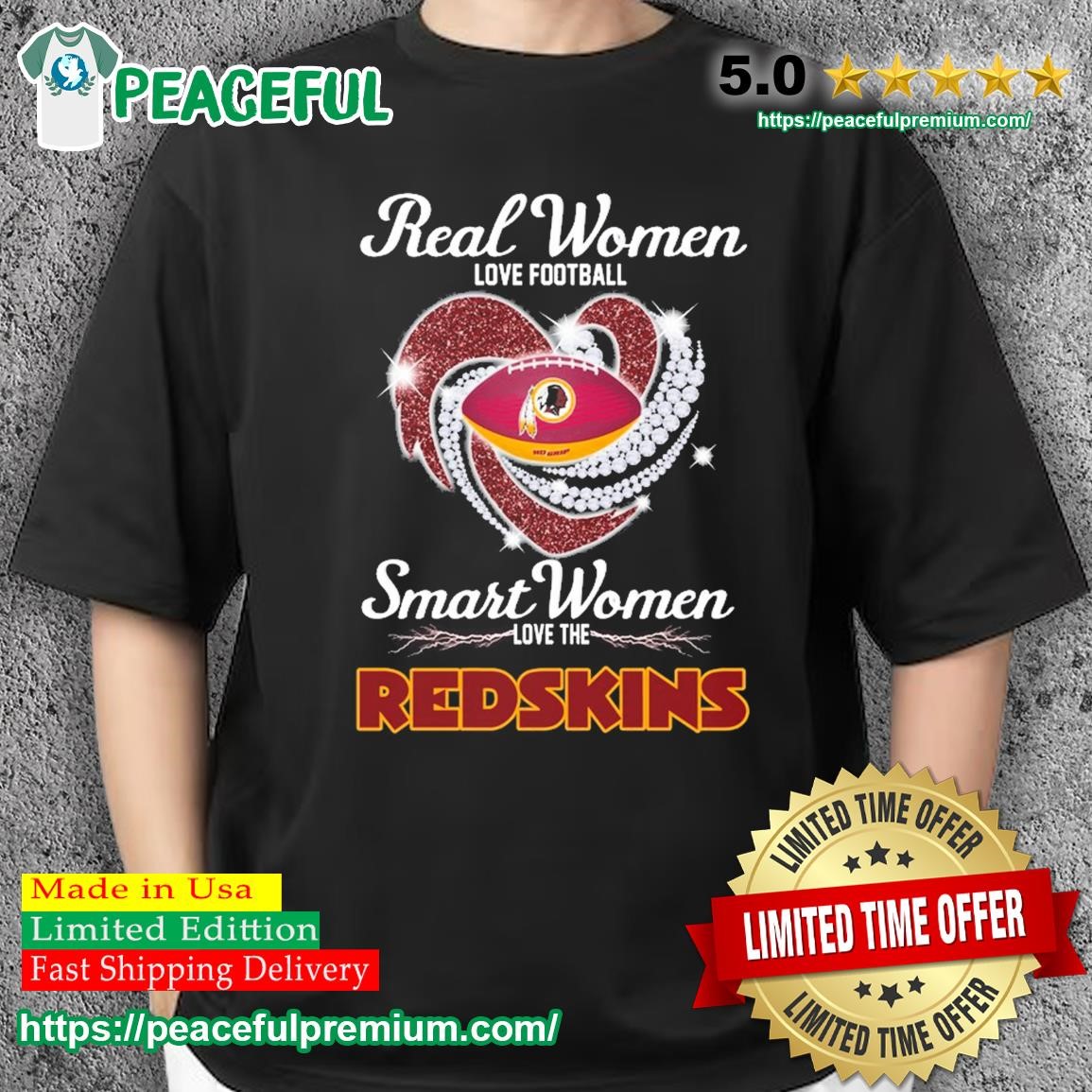 Heart Diamonds Real Women Love Football Smart Women Love The Washington Redskins  Shirt, hoodie, sweater, long sleeve and tank top