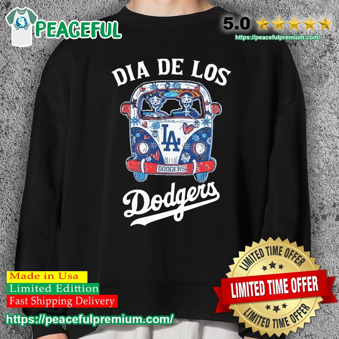 Dia de Los Angeles Dodgers hippie car shirt, hoodie, sweater and v