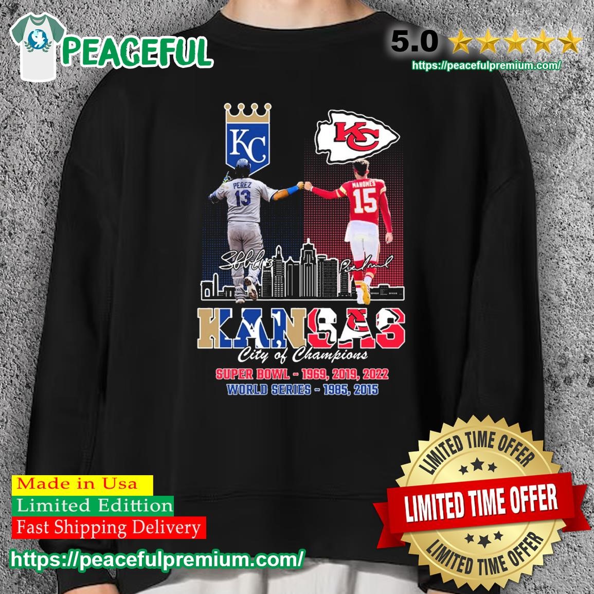 Kansas city Chiefs Patrick Mahomes and Kansas city Royals Salvador Perez  signatures t-shirt, hoodie, sweater, long sleeve and tank top