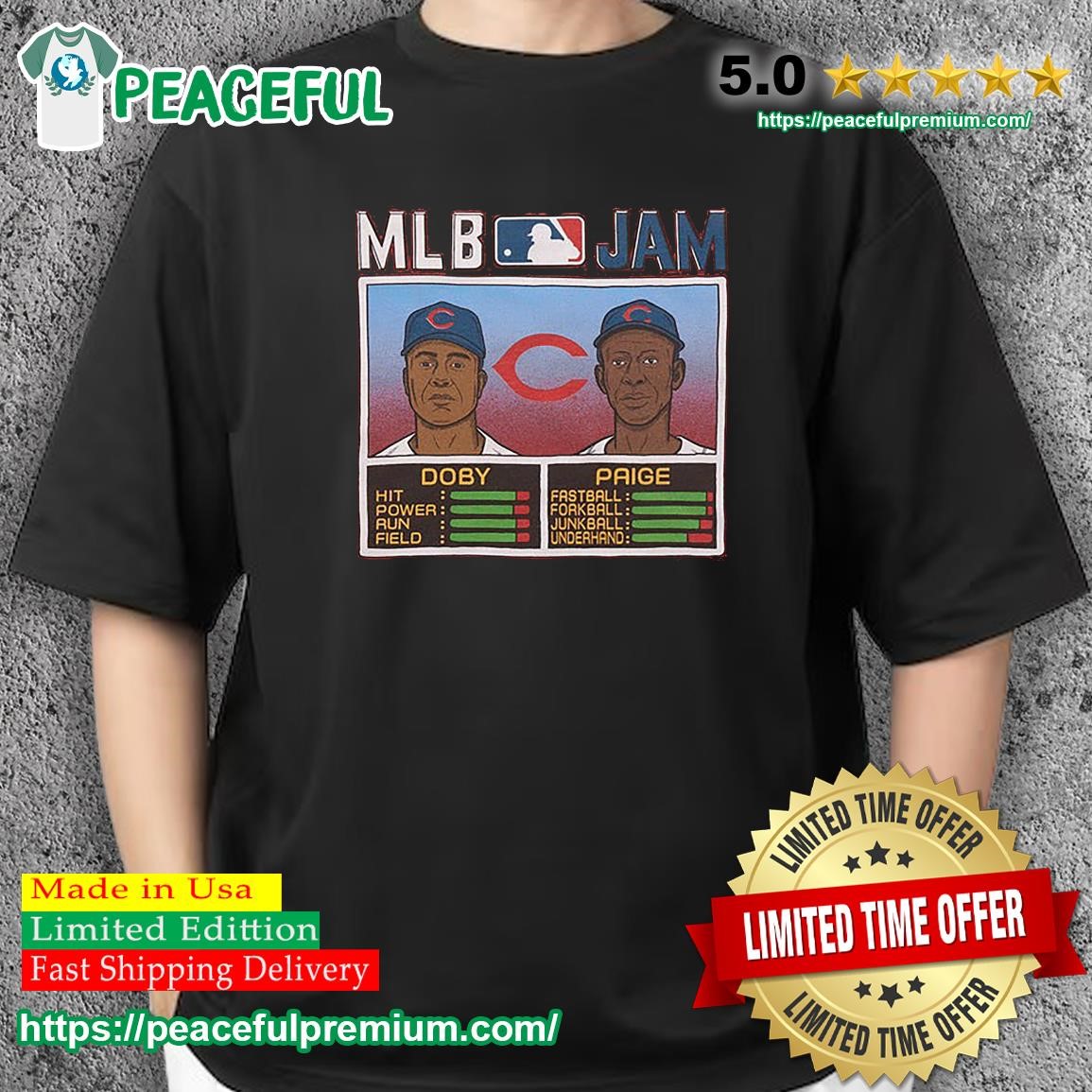 Original mLB Jam Cleveland Larry Doby and Satchel Paige shirt