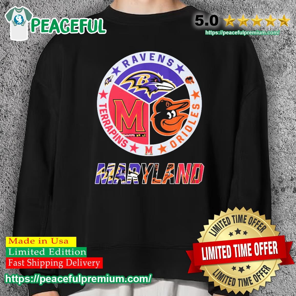 Maryland Terrapins Baltimore Ravens Baltimore Orioles logo Maryland city  skyline 2023 shirt, hoodie, sweater, long sleeve and tank top