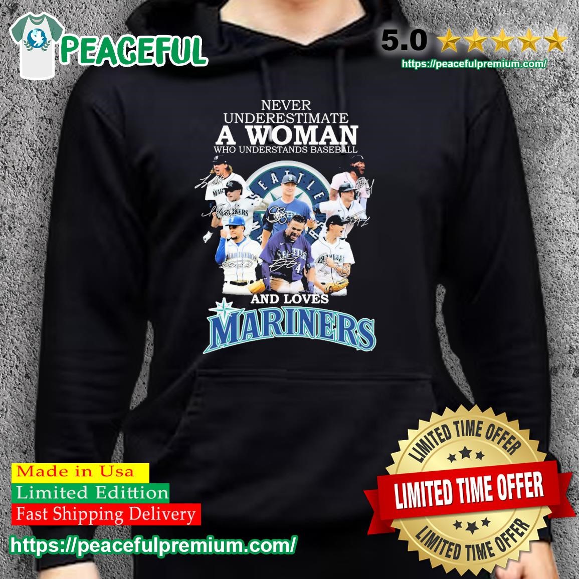 Official never Underestimate A Woman Who Understands Baseball And Loves Mariners  T Shirt, hoodie, sweater, long sleeve and tank top